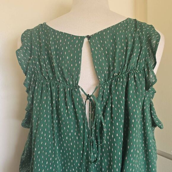 Halston Heritage Wmn's Slvls Grn Silk Round Neck Printed Ruched Maxi, NWT,Sz 14 - Picture 8 of 12